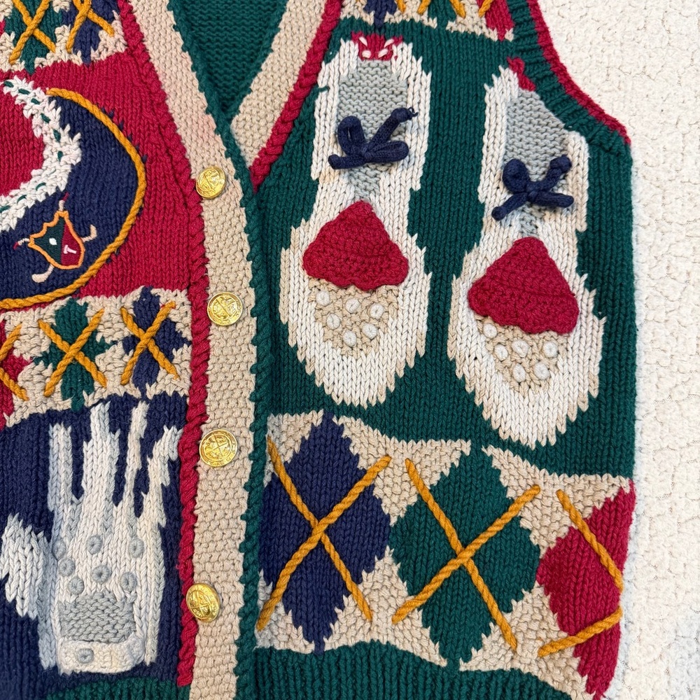 Vintage BellePointe Golf-Themed Knit Sweater Vest – Size‎ M - Picture 2 of 12
